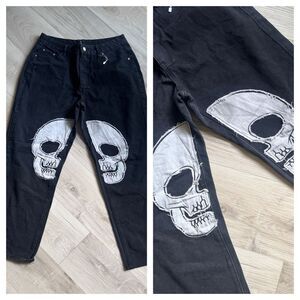 MNML Skull Jeans Size XL, Unisex, Streetwear, Skeleton
